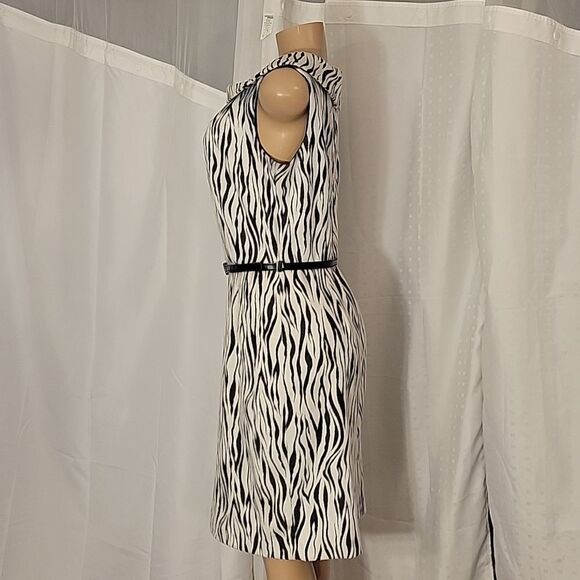 KARIN STEVENS RARE TOASTED ZEBRA PRINT SLEEVELESS ZIPPER CLOSURE DRESS - Picture 6 of 15